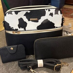 Furla Black and White Crossbody Bag Set brand new